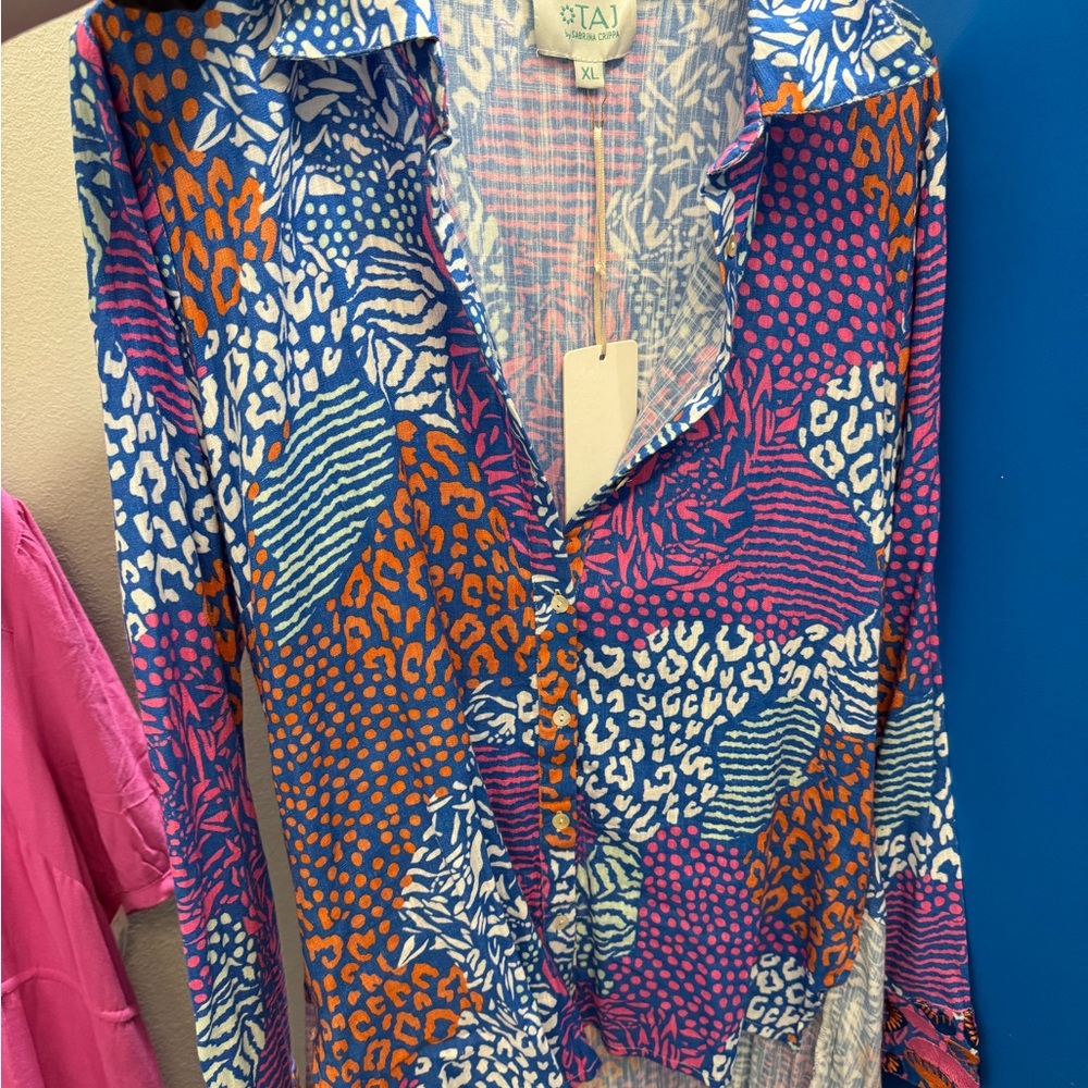 Taj by Sabrina Crippa XL Colorful Patterned Women's Top